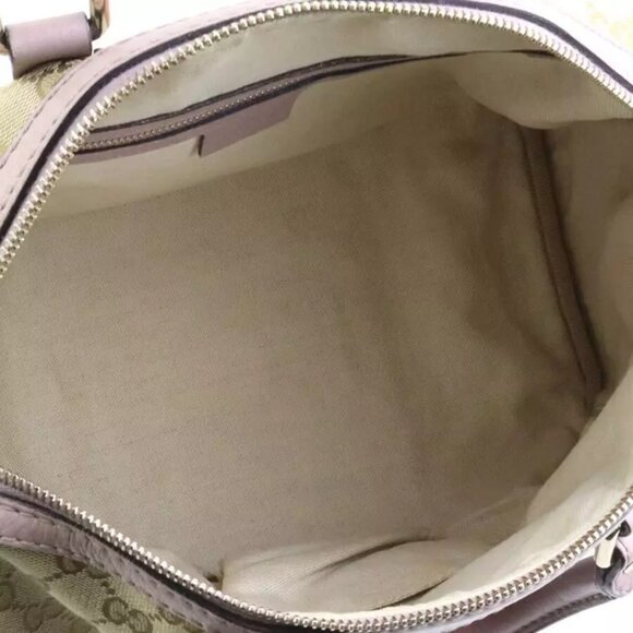 Auth GUCCI Handbag Shoulder Bag Beige/Light Purple GG Canvas/Leather - Picture 16 of 16